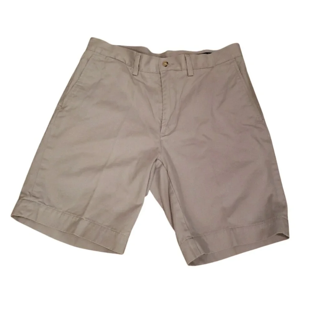 Polo Ralph‎ Lauren Mens Tan Khaki Cotton Chino Shorts Size 32 Classic Fit Twill